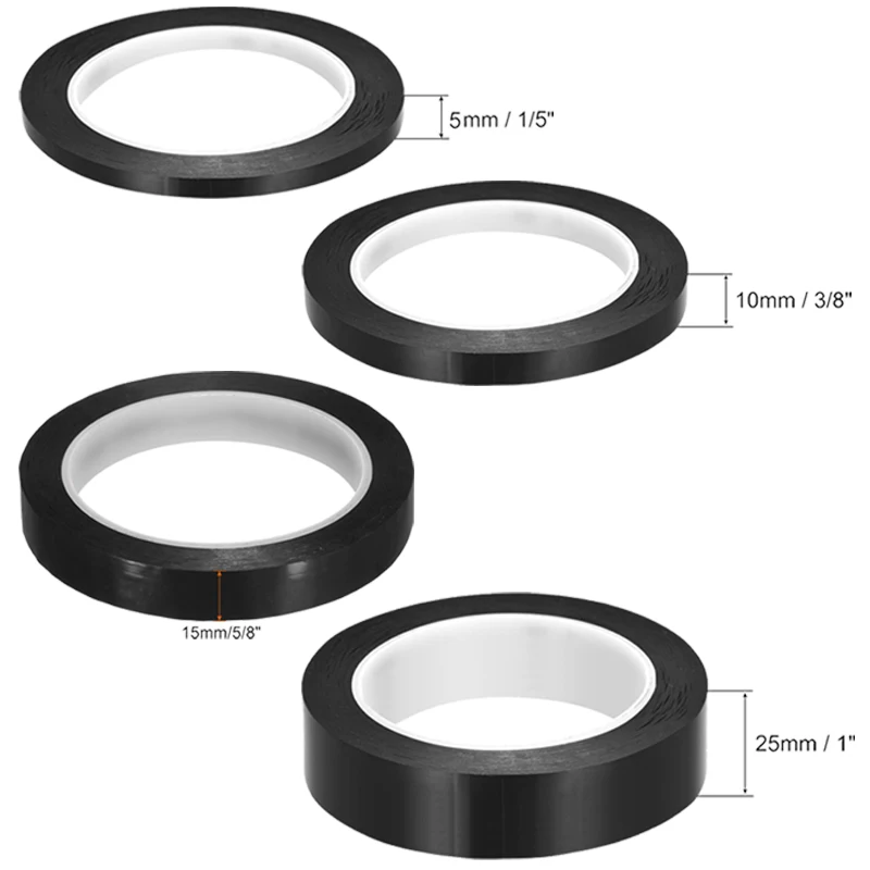 50M Whiteboard Graphic Pinstripe Tape Vinyl Chart Grid Marking Dry Erase Board Tape Self Adhesive Artist Tape Black 5/10/15/25mm