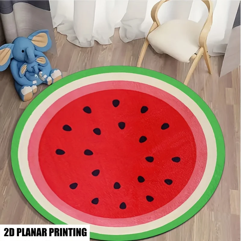 Tapis rond imprimé motif pastèque vibrant pour la décoration de la salle de bain, de la salle de jeux, de la chambre à coucher et du salon