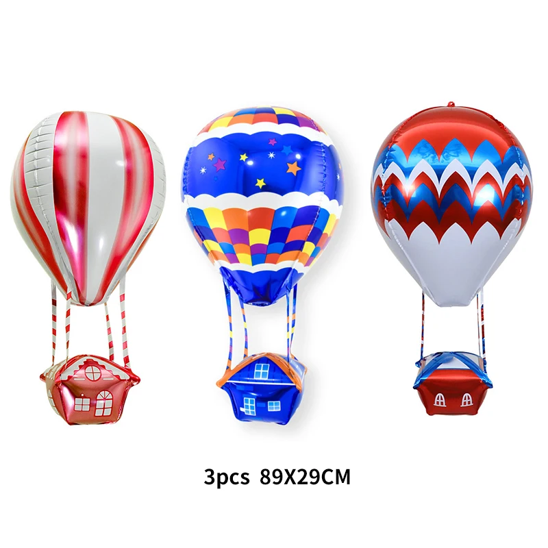 1Pcs 4D Colorful Aluminum Film Hot Air Balloon Baby Shower Decor Helium Balloon Wedding Decoration Kids Birthday Party Supplies