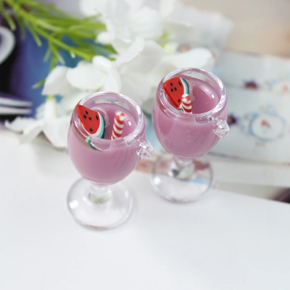 8Pcs/Lot Resin 3D Drink Charms Milkshake Fruit Goblets Pendant For Earring Keychain Diy Jewlery Findding Accessories