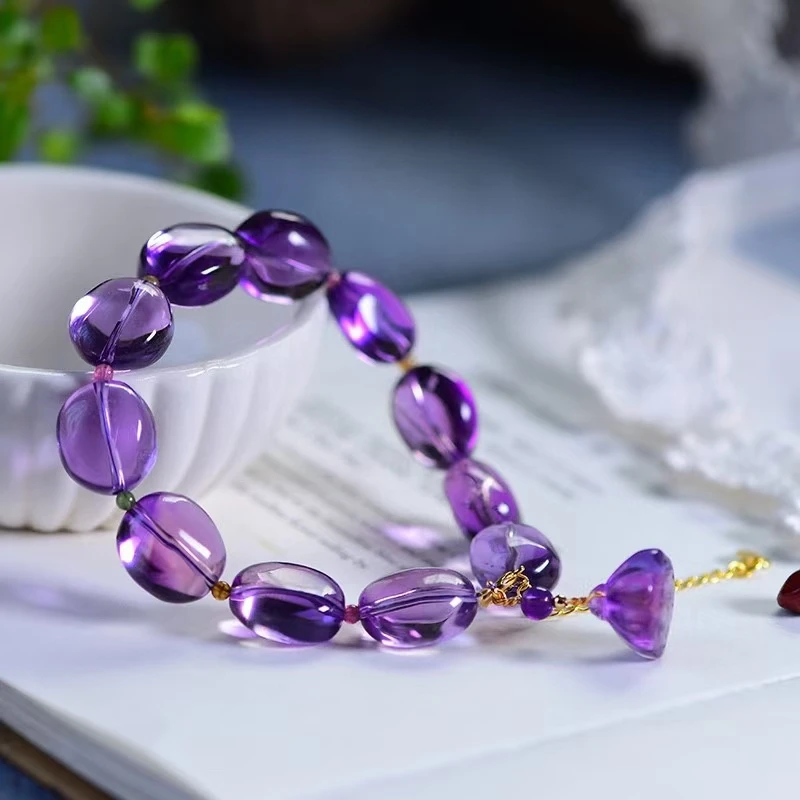 Natural Purple Amethyst Quartz Clear Beads Bracelet 15*12*8mm Gemstone Wealthy Amethyst Fashion Stone AAAAAA