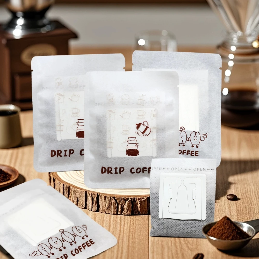 

100pcs Biodegradable White Rice Paper Translucent Instant Drip Coffee Packaging Bags Food Grade 3 Side Sealed Storage Bags