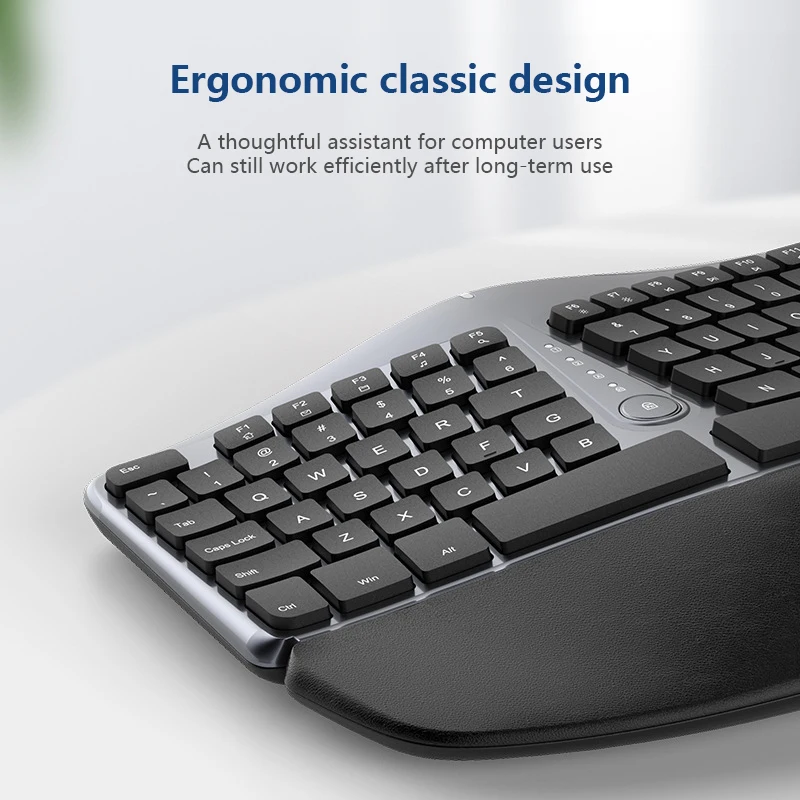 Imagem -02 - Teclado Silencioso de Modo Duplo Ergonômico sem Fio Bluetooth 2.4 com Fio Desktop Casa Escritório