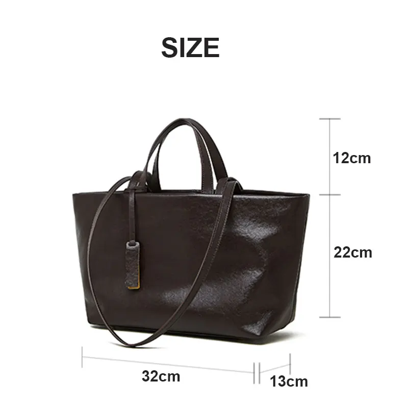 Genuine Leather Woman Tote Bags Vintage Luxury Designer Women's Shoulder Bag Fashion Soft Cowhide Large Capacity Handbags 2907