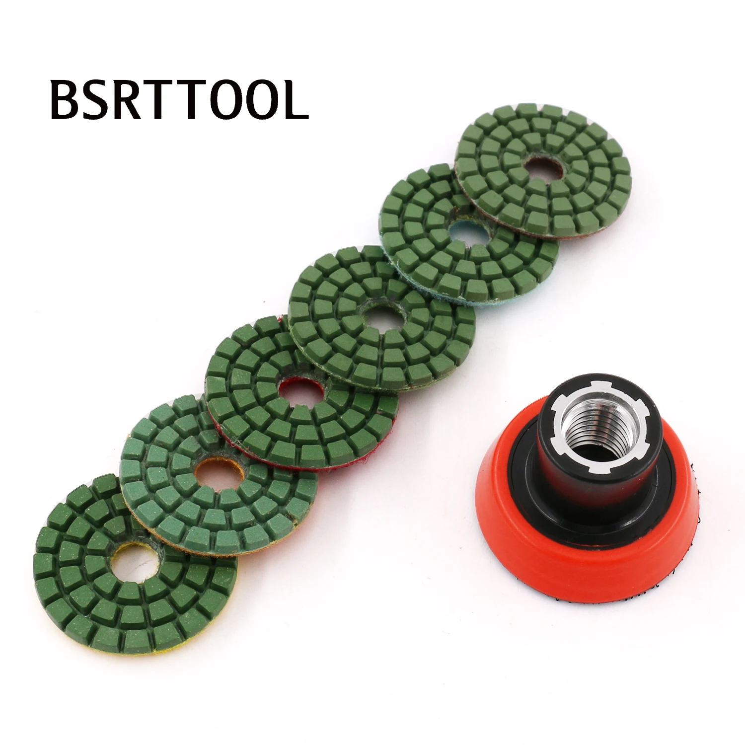 BSRTTOOL 7pcs 2 Inch Diamond Polishing Pads  Diameter 10mm Floor Sanding Discs For Concrete Floor Marble