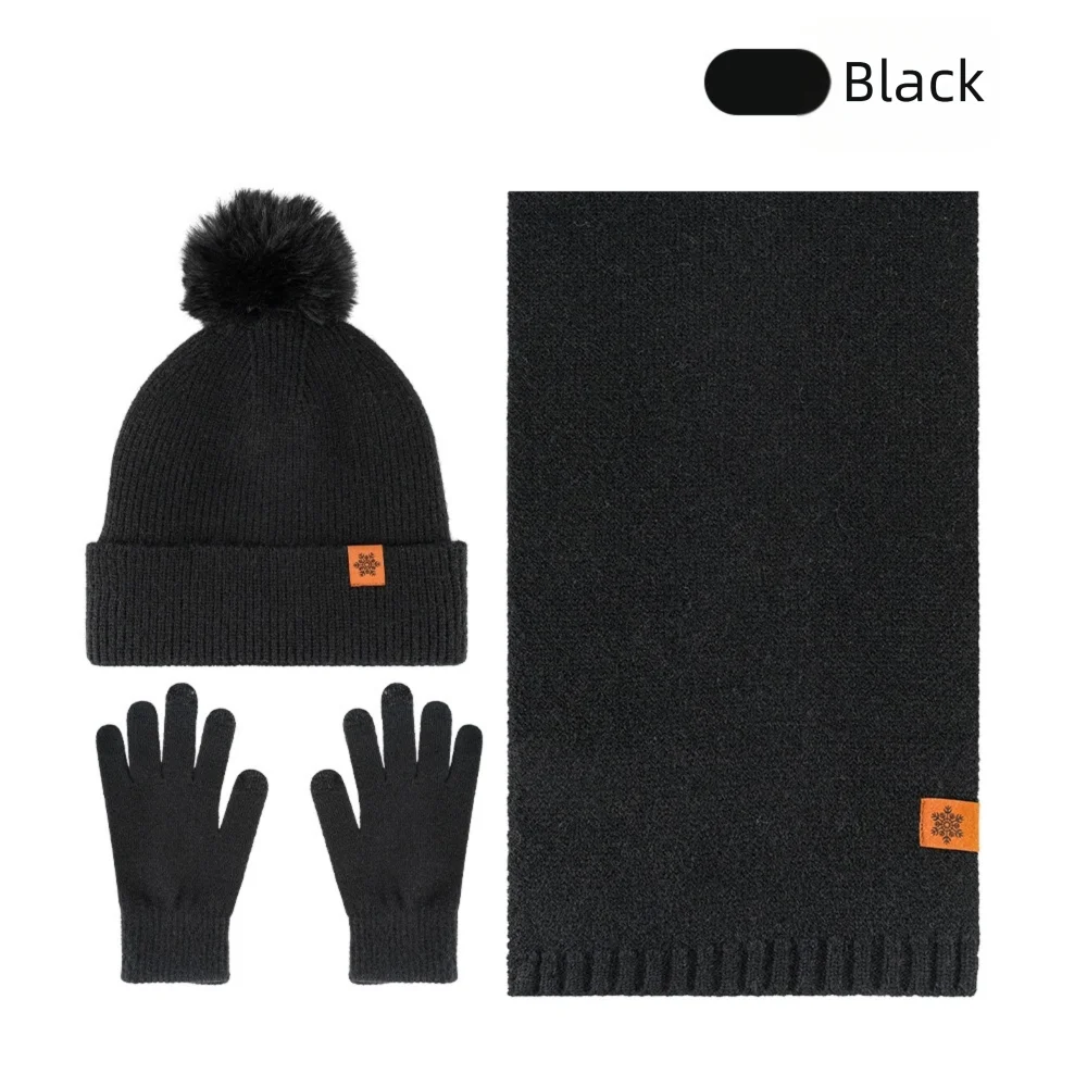 3Pcs/Set Set Topi, Syal, dan Sarung Tangan Musim Dingin yang Hangat, Syal Tebal Berlapis, Penghangat Leher, Set Beanie Rajut Lembut Elastis