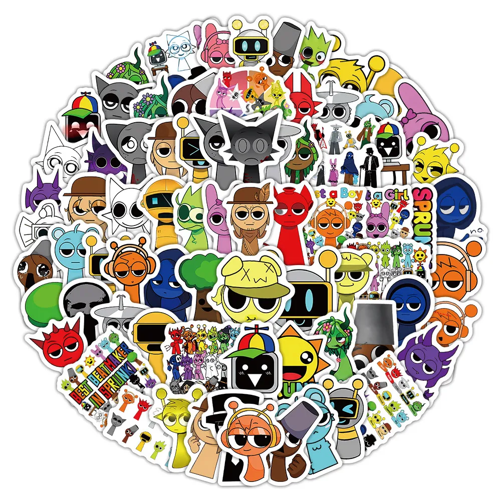 106 قطعة من ملصقات جرافيتي Incredibox على شكل صندوق إيقاع كرتوني |   شارات Doodle ذات طابع اللعبة |   مثالية لأجهزة الكمبيوتر المحمولة (متجر Anime Worlds)