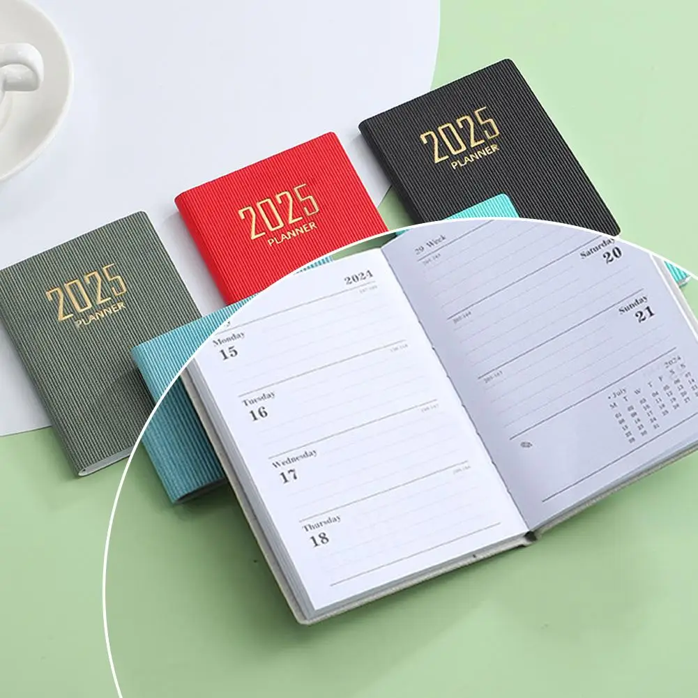 2025 A7 English Calendar Mini Agenda Book Portable Daily Weekly Planners A7 Schedule Notebooks Creative Small Pocket Notebook