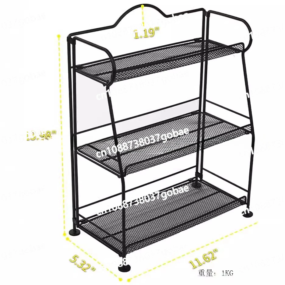 Foldable 3-layer Kitchen Spice Bottle Storage Rack