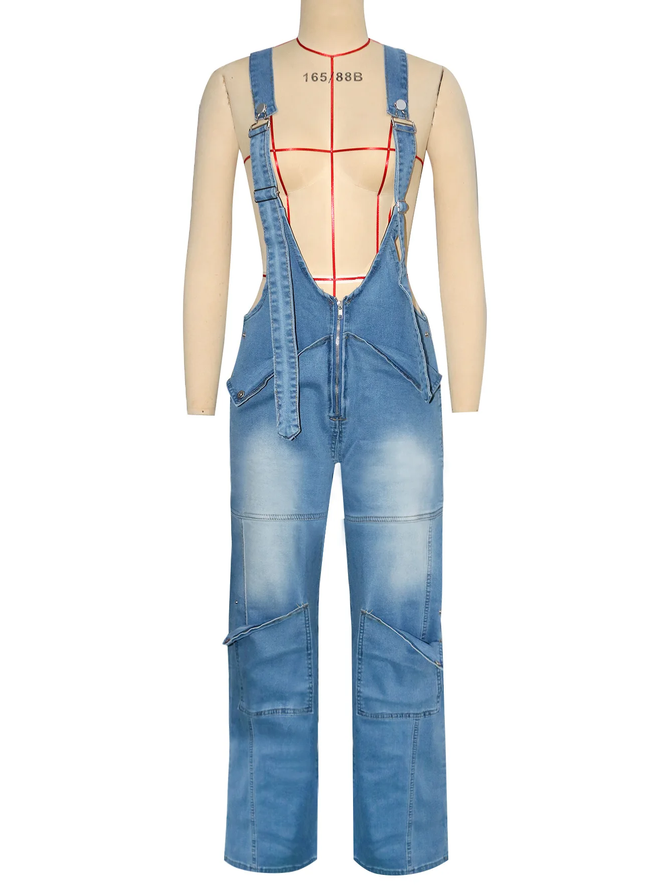 Estilo solto mulher jeans de cintura alta denim macacão bolsos da moda macacão de perna larga casual calças jeans 2025 outono inverno