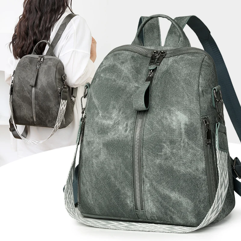 

New Women Solid Color Backpack Fashion Casual Travel Women's Shoulder Bags Female Large Capacity PU Leather Retro Rucksack Purse