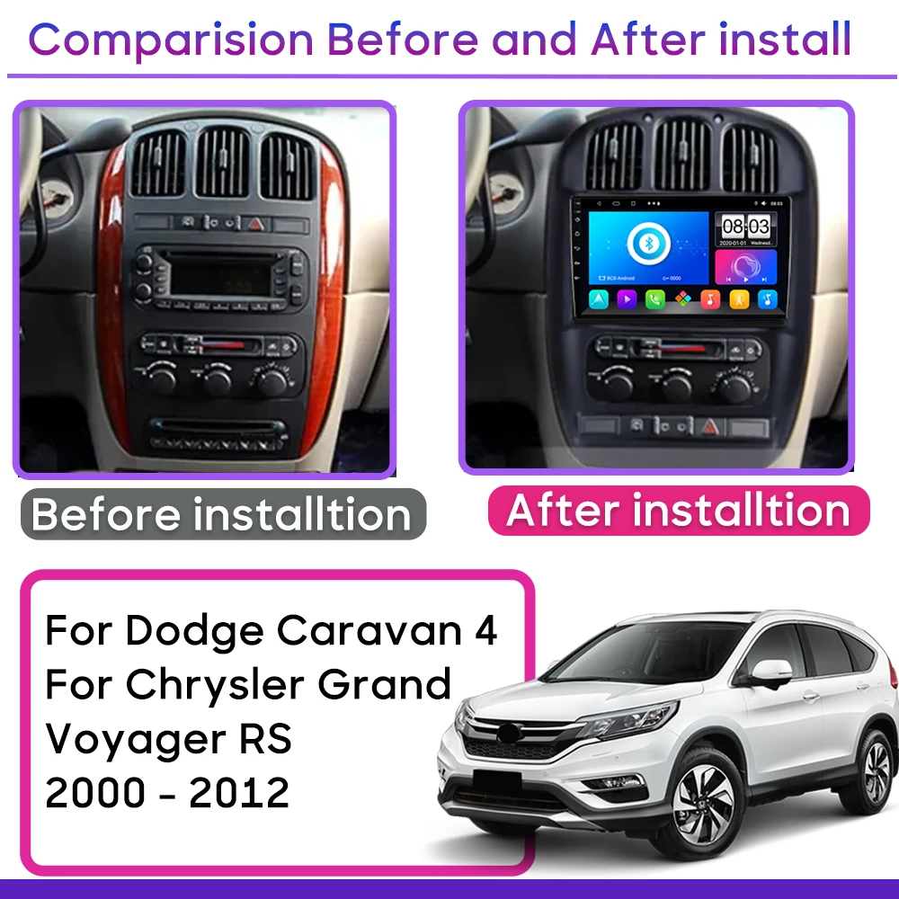 Android 13 For Dodge Caravan 4 For Chrysler Grand Voyager RS 2000 - 2012 Multimedia Player GPS No 2din DVD