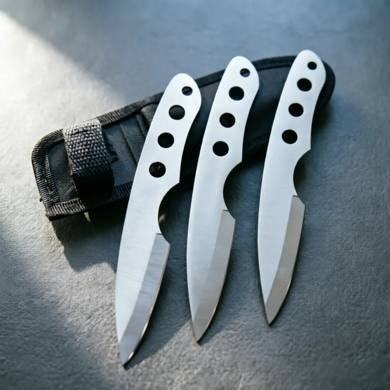 3PCS a Set No Cutting Edge Training Knife Well Balanced Practice Knife Sport Cosplay Tool Outdoor Knife with Nylon Sheath