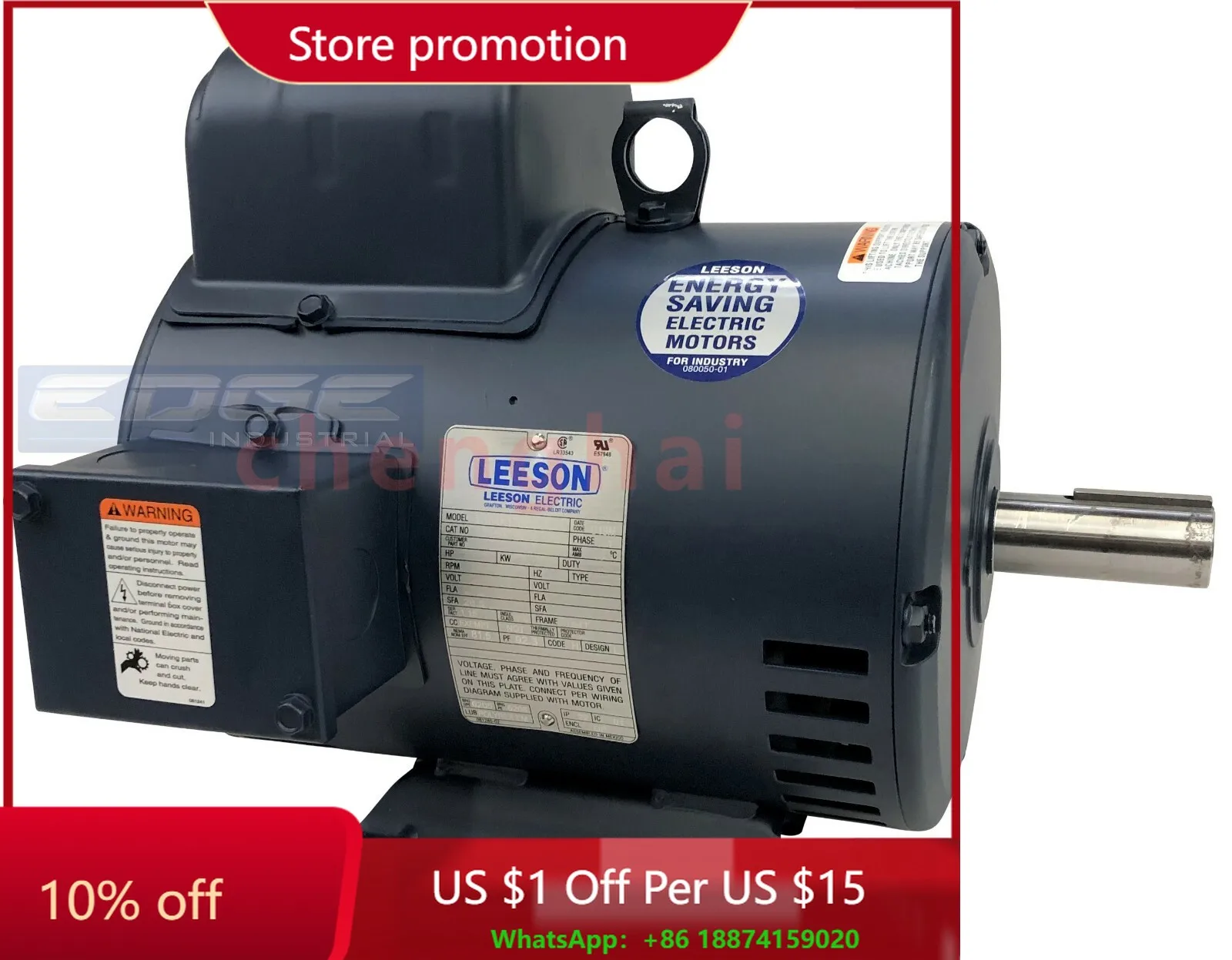 

ЭЛЕКТРИЧЕСКИЙ КОМПРЕССОР LEESON, 5 л.с., 1 фунт, 1725 об/мин, 184 т, C184K17DB31A, 230 В, 131537