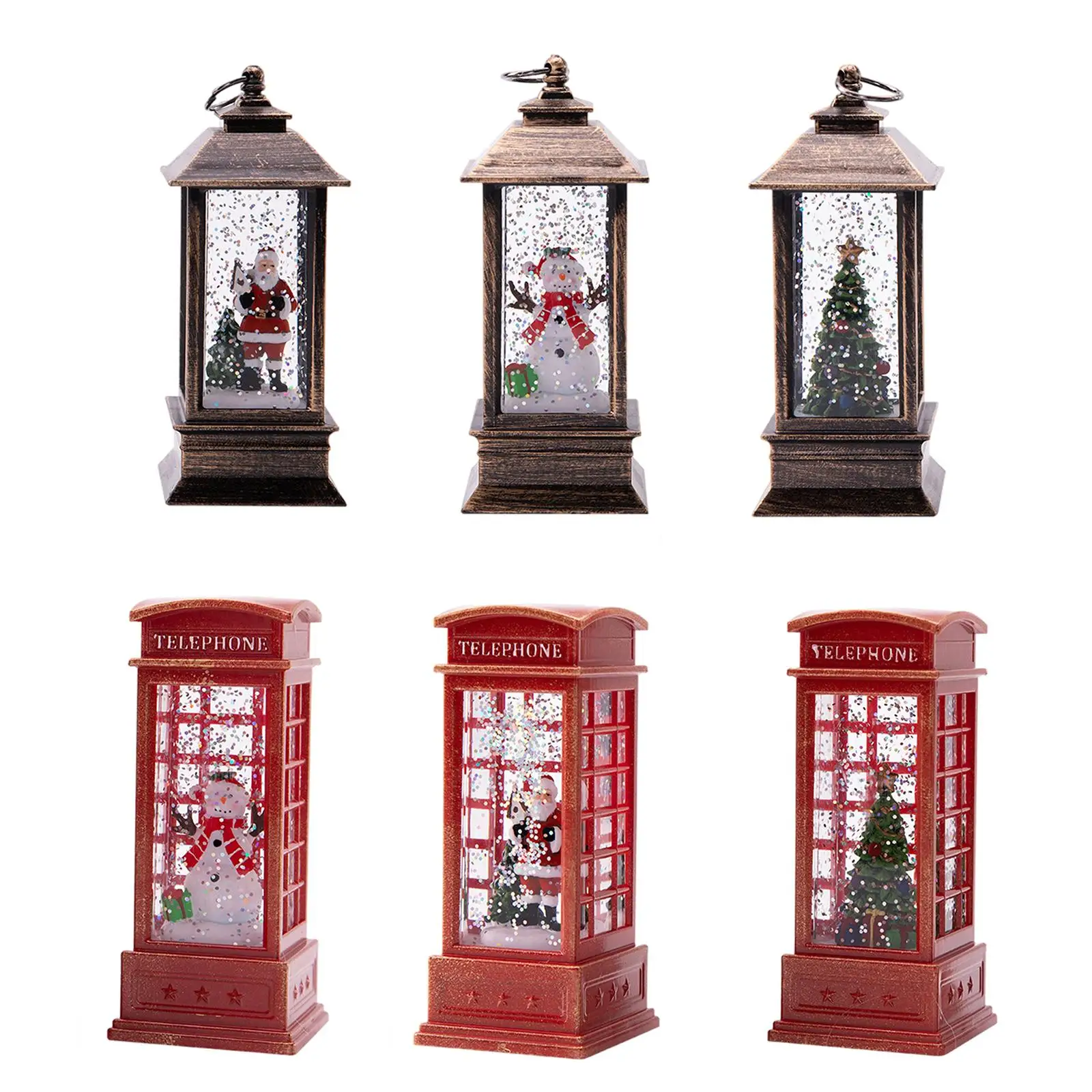 Christmas Lantern, Glittering Water Snow Globe Lanterns for Festival