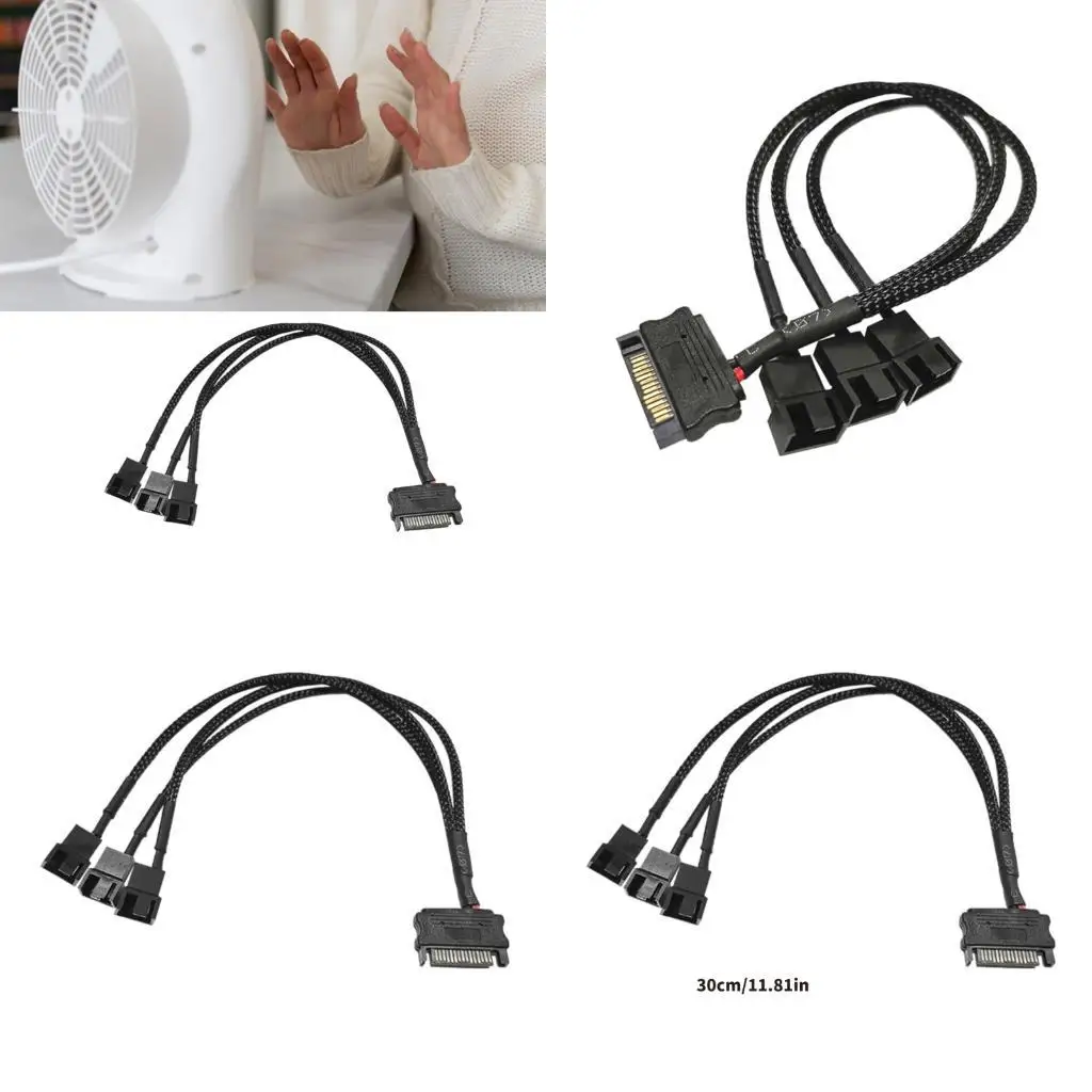 

R53C CoolingFan Power Extension Cable 4Pin To 15Pin 12V Connector Power Cable