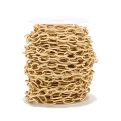 1M Stainless Steel Gold Spiral Texture Punk Choker Circle Rolo Link Chain Chunky Chains for DIY Jewelry Making Accessories