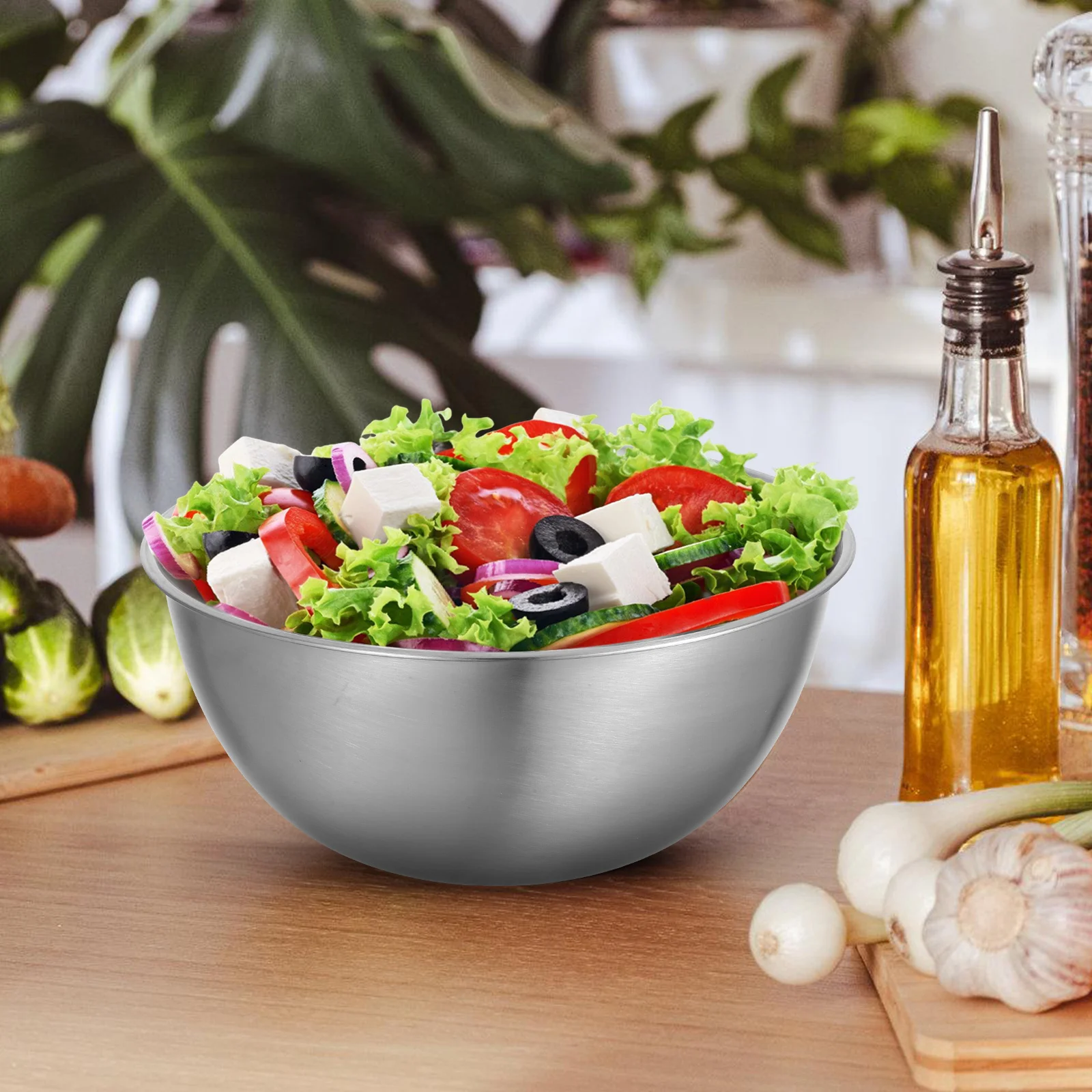 

2000Ml Stainless Steel Storage Bowls Mixing Bowl Flat Bottom For Salad Food Prep Baking Storage Kitchen Organizer Container