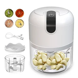 Cozinha recarregável Mini Processador De Alimentos, Chopper De Alho Elétrico, Liquidificador Vegetal, Portátil, 250ml