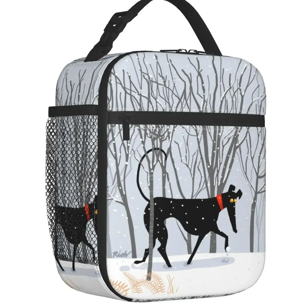 

Winter Hound Portable Lunch Boxes Multifunction Greyhound Whippet Sighthound Dog Cooler Thermal Food Insulated Lunch Bag Kids