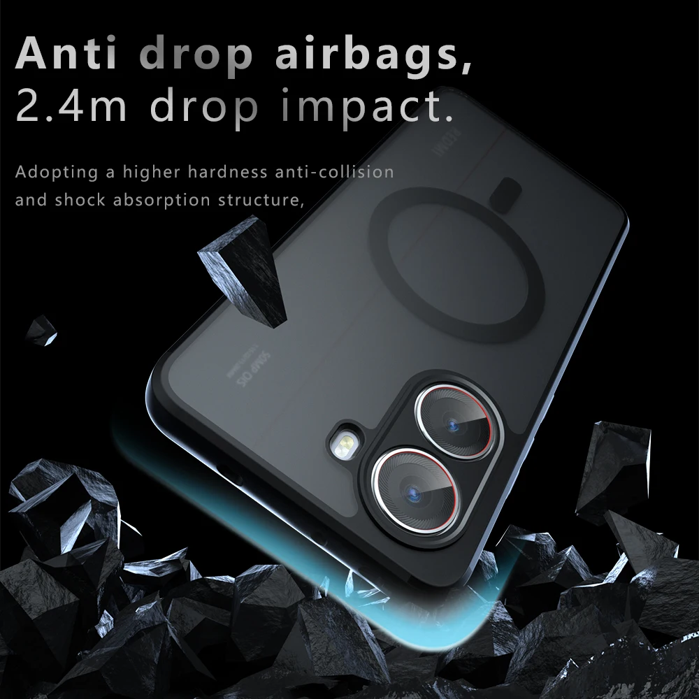 Funda de teléfono magnética con textura mate para Xiaomi Poco X6 X7 Pro F7 Ultra F6 Pro Airbag cubierta protectora transparente a prueba de caídas CL002