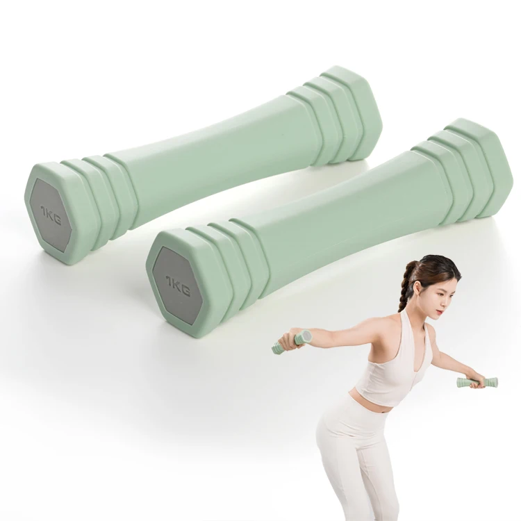 

Yoga Pilates shoulder back arm strength training Silicone Stainless Steel 1kg Dumbbells
