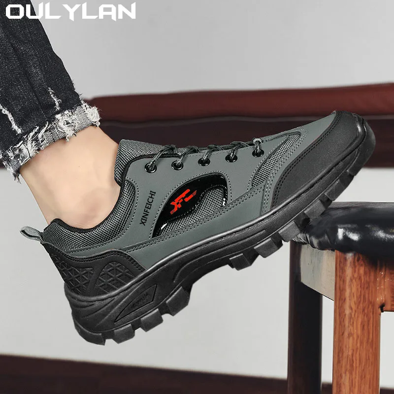 Oulylan Hiking Shoes Men Casual Sport Sneakers Rubber Non Slip Outdoor Walking Trekking Shoes Comfortable Climbing Sneakers Male