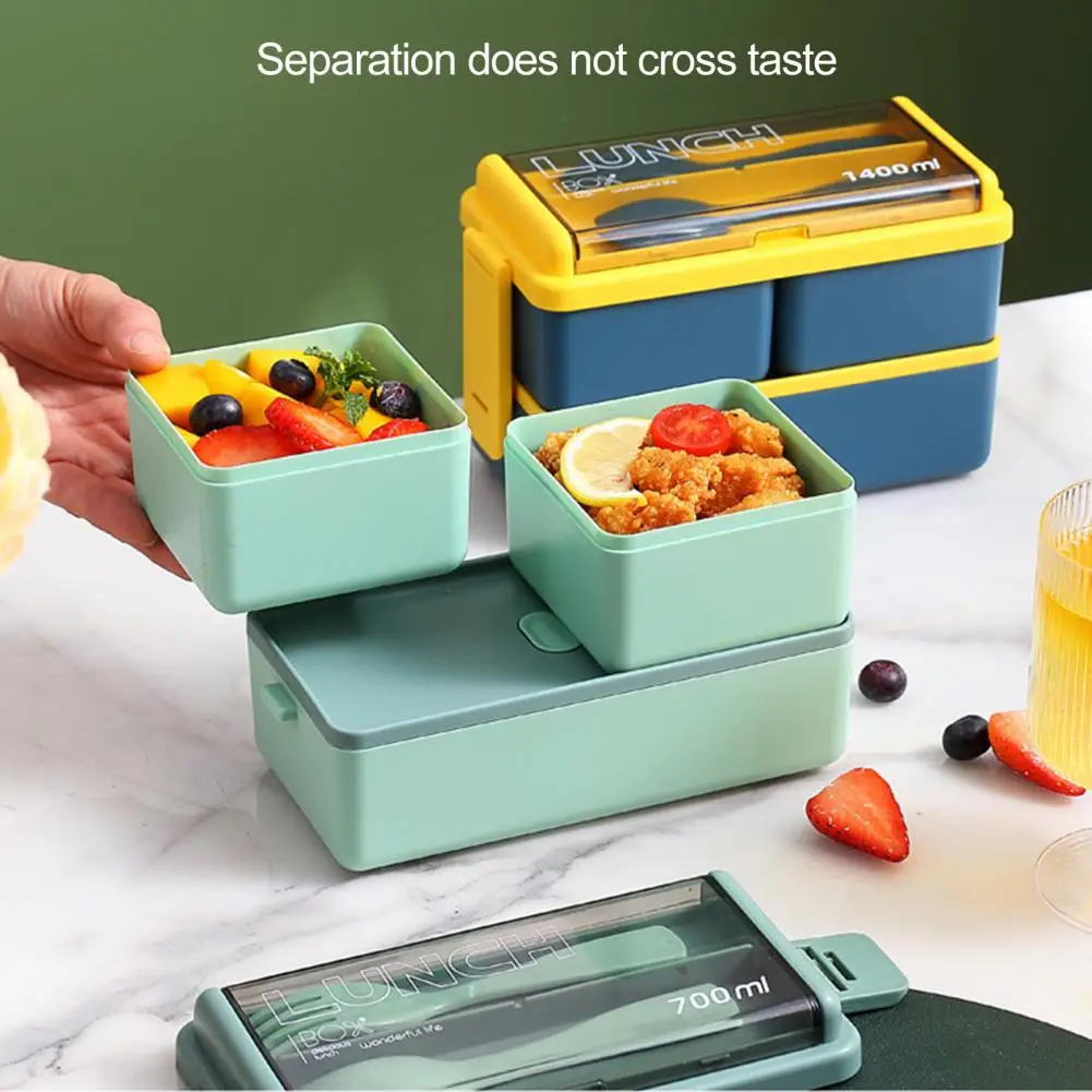 Useful Food Container Ventilation Hole Lunch Box Double Layer Portable Bento Case School Food Container  Storing