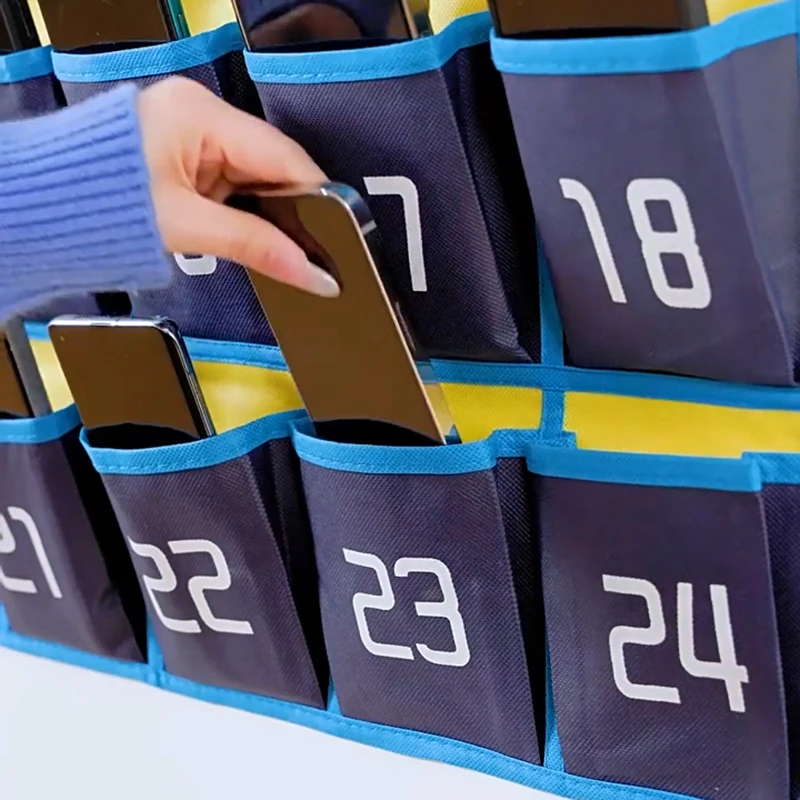 Phoneless Classrooms Storage Hanging Bag Numbered Cell Phone Holder Door Hanging Organizer Pocket School Mobilephone Storage Bag
