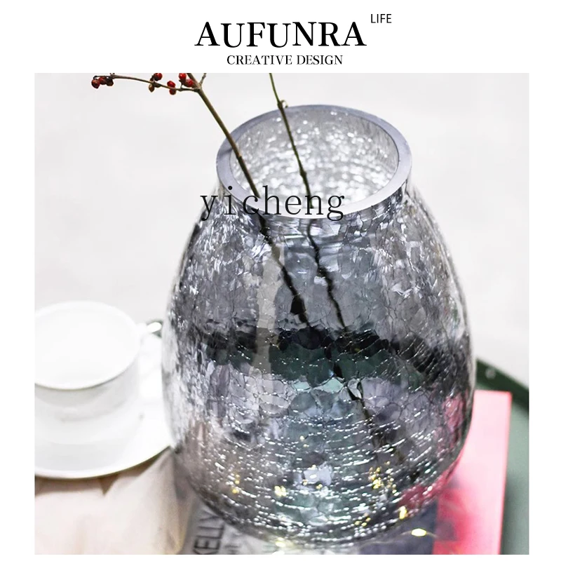 FY2 glass vase, living room entrance, water raising flower arrangement, transparent home ornament