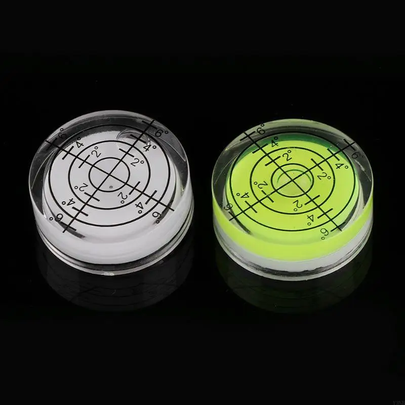 Y3NB 2 Pieces Bubble Spirit Level Circular Degree Marked Surface Level Inclinometers