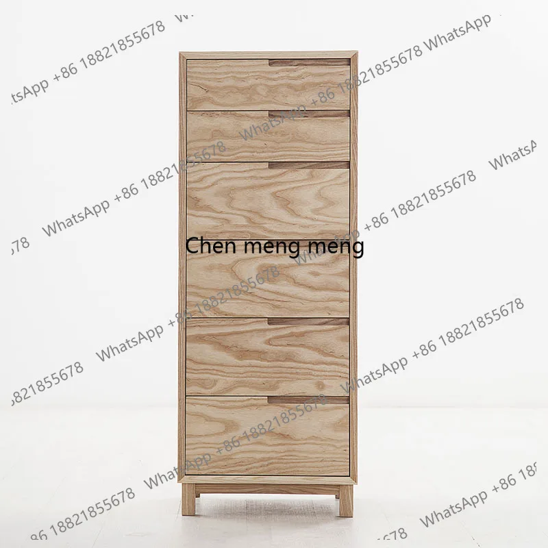 

Six-Drawer Cabinet Solid Wood Drawer TV Side Cabinet Nordic Dining Room Black Walnut White Ash Wood