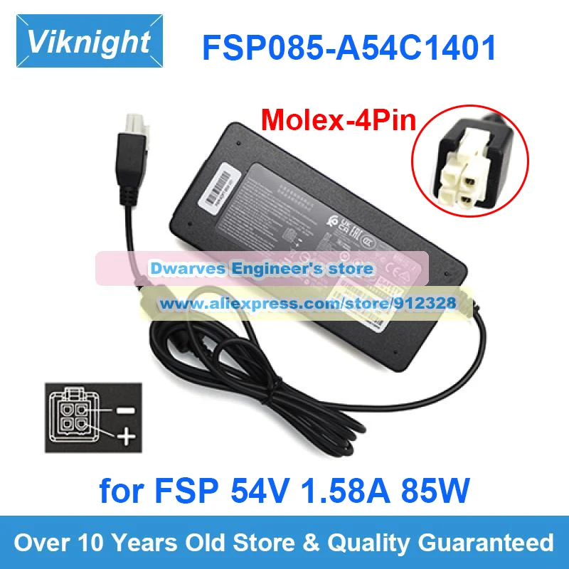 Genuine 54V 1.58A AC Adapter FSP085-A54C1401 PWR-ADPT-85 V01 For FSP FST2631OACW 341-101090-01 Power Supply Molex 4 Pins