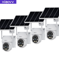 XIAOVV 3MP Wireless 2-lens Solar Camera WiFi PTZ Camera with Built-in Battery Video Surveillance Camera Long Time Standby iCsee