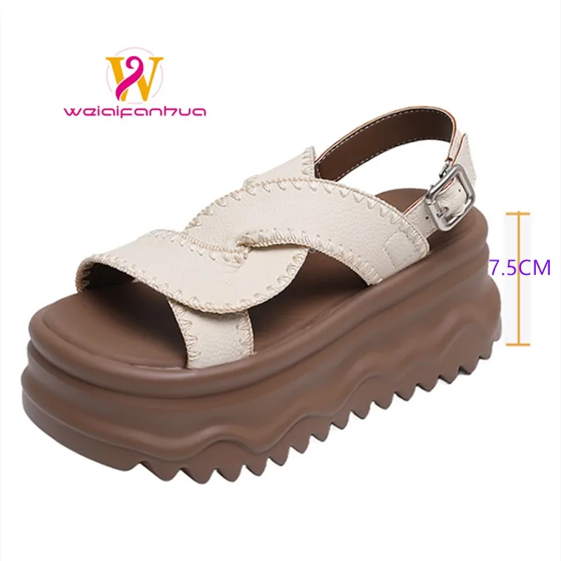 

Sandals for Women 2026 New Style Thick-soled Slippers for Women, Versatile for Casual Beachwear, Roman Style Shoes High Heels