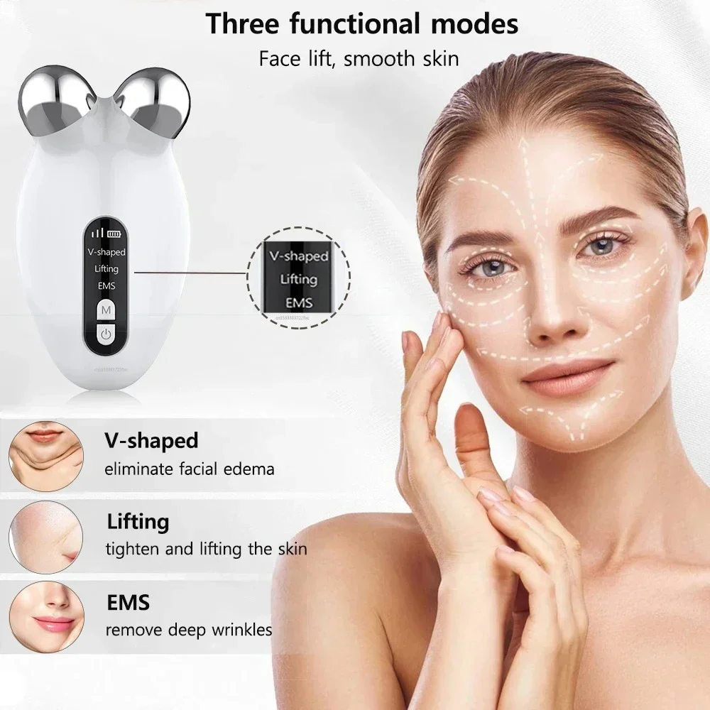 Mini EMS Schoonheidsinstrument Gezichtsmassager RollerFace Afslanken Delicate contour Lifting Verstevigend Lift gezicht en straffen de huid