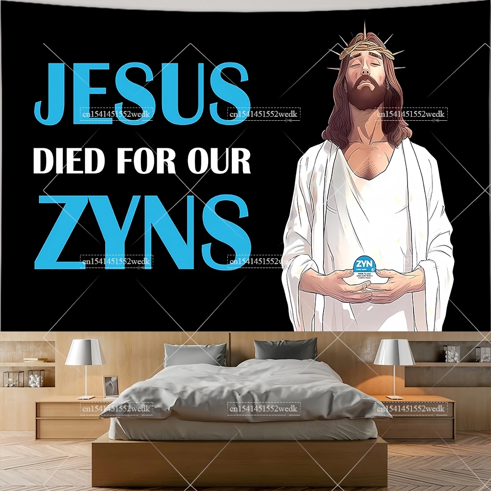 

Jesus Died For Our Zyns Flag Meme Tapestry The Pope Four Loko DJ Tapestrys Aesthetic Room Decoration Home And Garden Banners