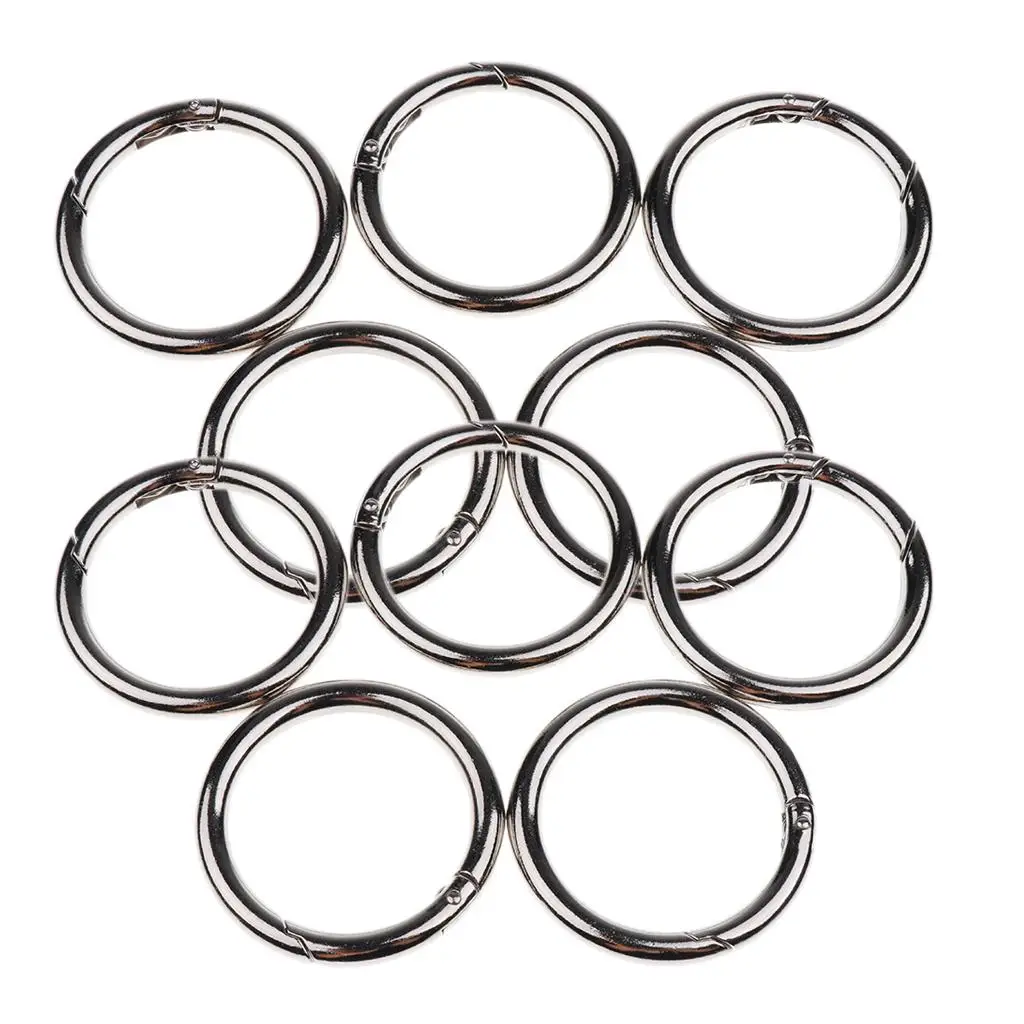 10 Pieces Round Key Rings Push Gate Snap Open Hook Spring Connector