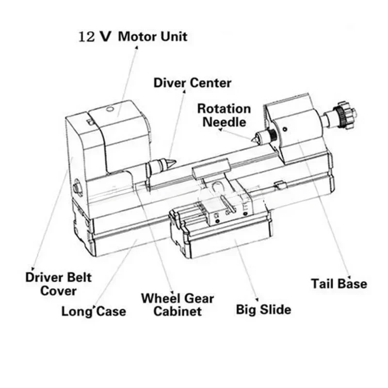 W10003 20000rpm Mini Lathe Woodworking Machinery Processing Teaching Model,Metal Universal Machine Mini Lathe