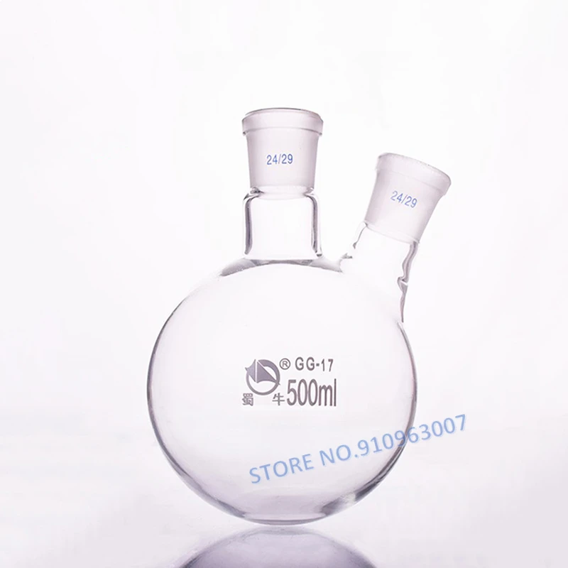 1piece 50ml-2000ml Double-neck Round Bottom Laboratory Sloping/straight Distillation Glass Flask