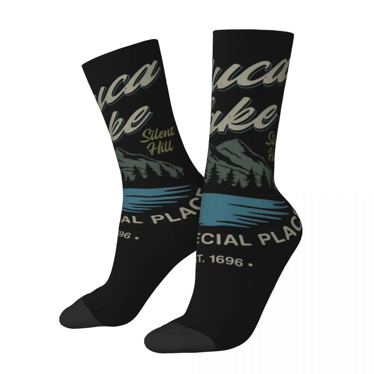 Crazy Design Toluca Lake Silent Hill Basketball Socks Polyester Crew Socks for Unisex