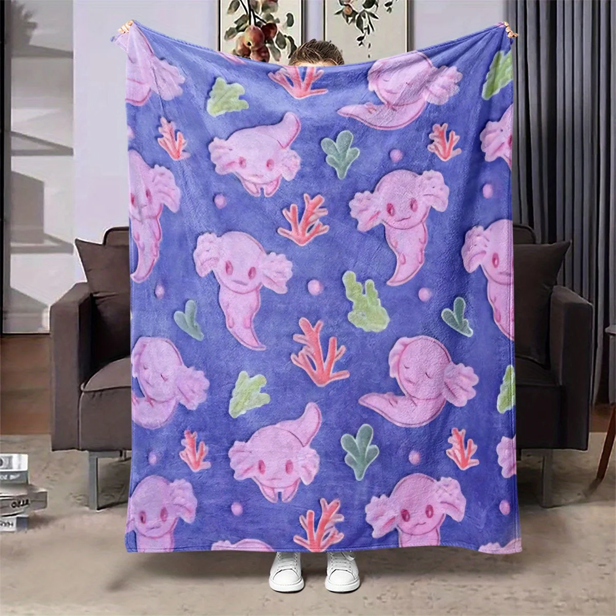 1pc of Salamander High-definition Digital Print Flannel Blanket, Soft and Warm Blanket - Suitable for Sofas, Office Chairs, Beds