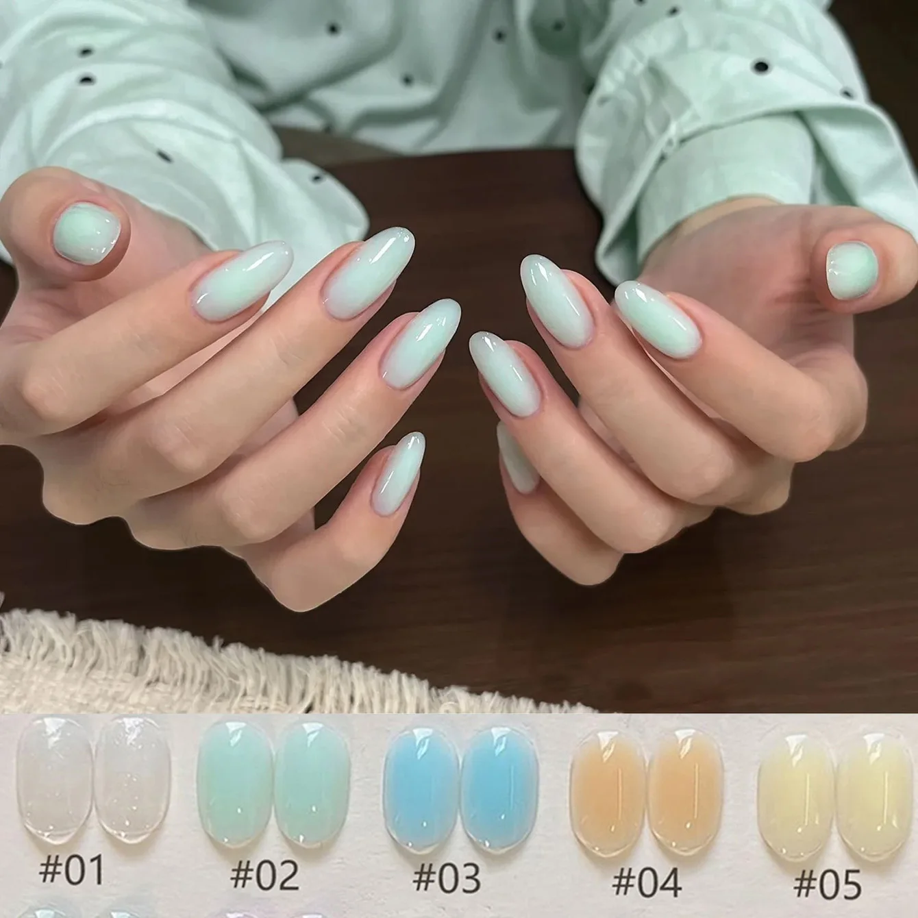 Icy Dew Milk Jelly Gel Nail Polish 5 Colors Jelly Nude Gradient Nail Gel, Clear Sheer Candy Color Soak Off UV For Nail Art Salon