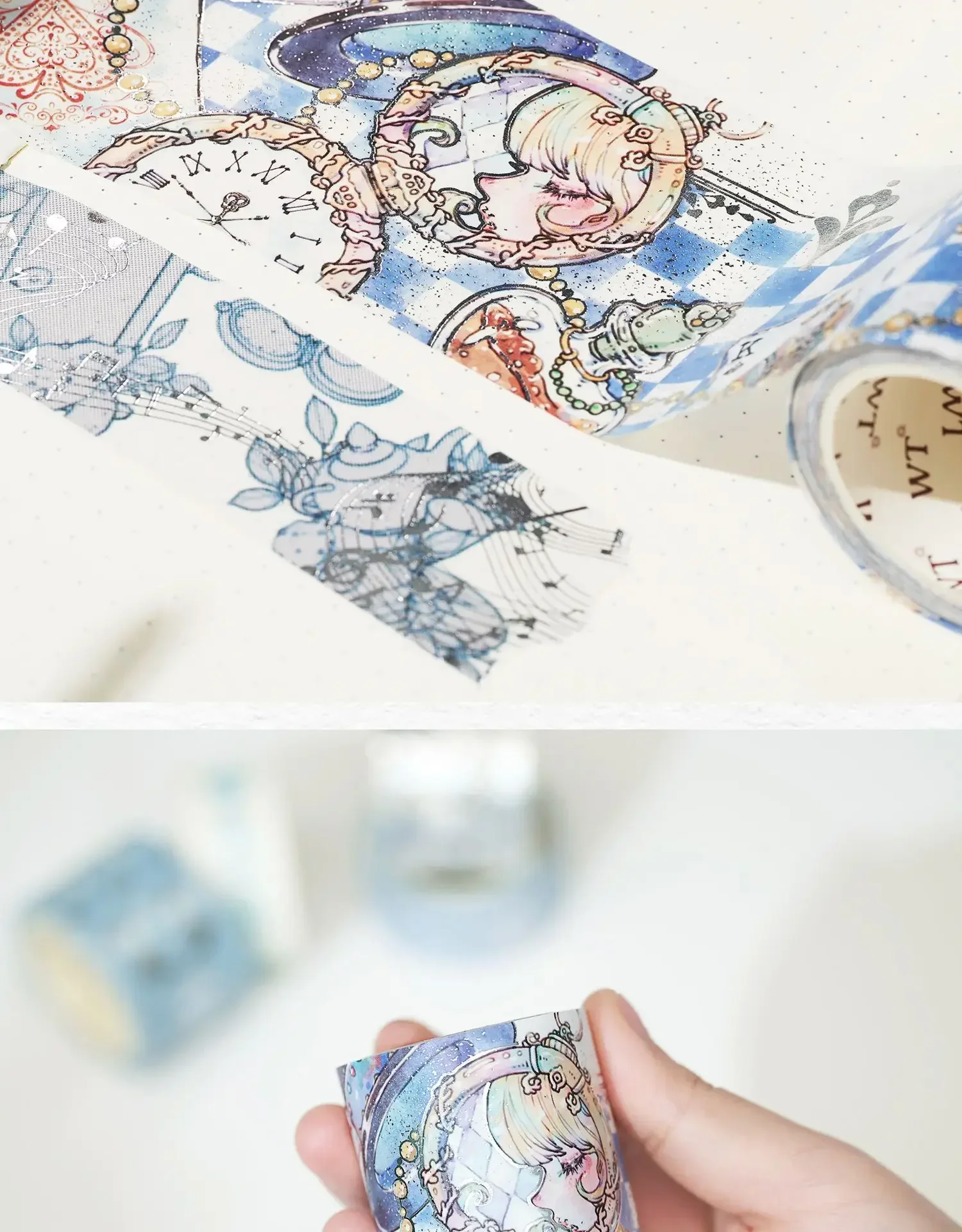 WT Alice-inWonderland Hot Silver Journal Washi Paper PET Tape Fiaba con ragazza Heart Ins Style