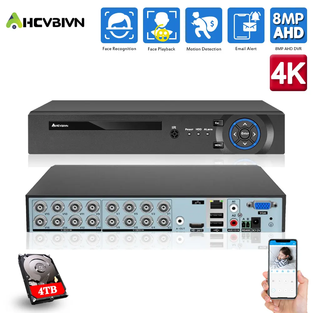 

16CH 4K 8MP 5MP Hybrid AHD DVR Human Motion Detection CCTV Video Surveillance Recorder 16 Channel DVR Security Camera System