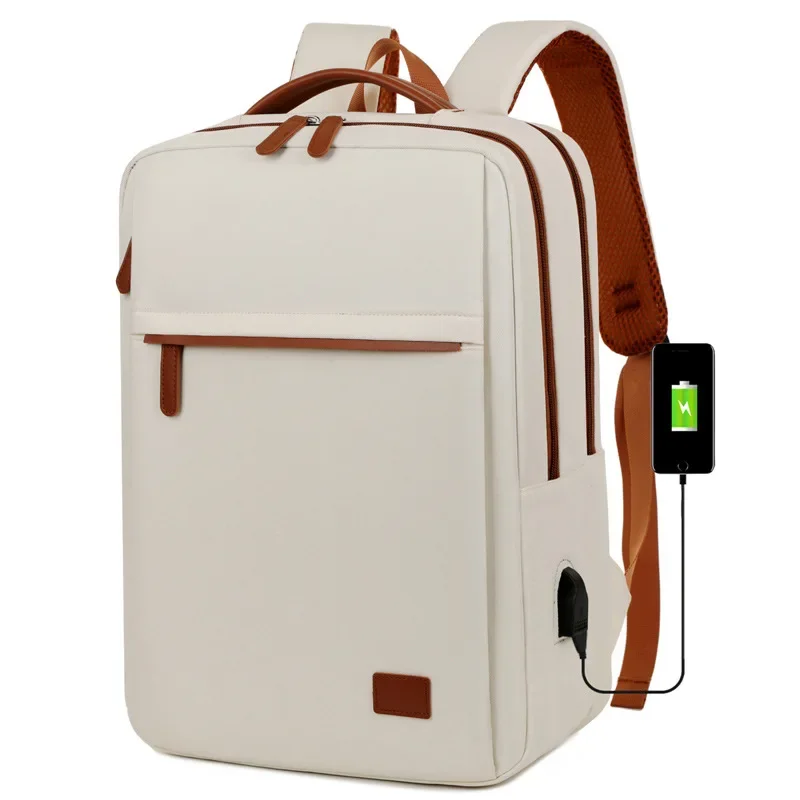 Business Backpack For Men Women New Trendy Design 15.6-Inch Laptop Backpack Blue Beige Student Schoolbag Boarding Backpack Male