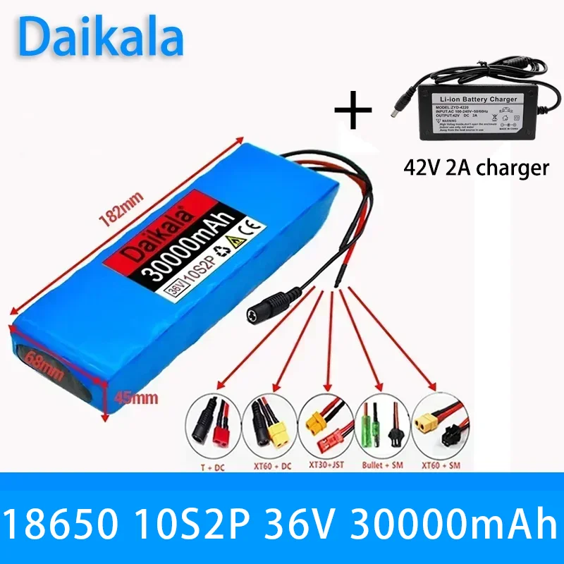 

2024 new original18650 Rechargeable Lithium Ion Battery 36V30000mAh 10S2P 42V 500W, Used for Bicycles Scooters Motorcycle