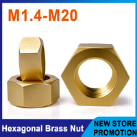 DIN934 Brass Hex Nut Metric Threaded Hexagonal Nuts For Bolts Screws M1.4 M1.6 M2 M2.5 M3 M4 M5 M6 M8 M10 M12 M14 M16 M20