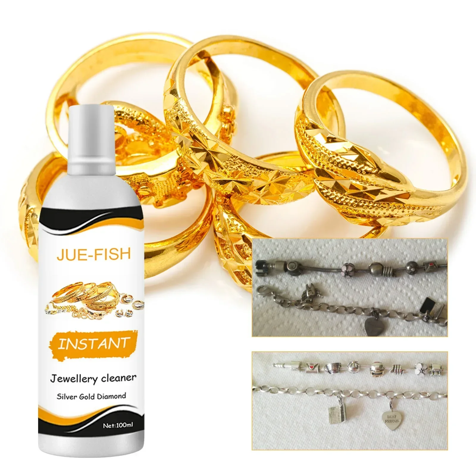 100g Jewelry Cleaner Liquid Diamond Silver Gold Polish Deep Cleaner Remover Stain Multifunction Maintenance Jewelry Rust Remover