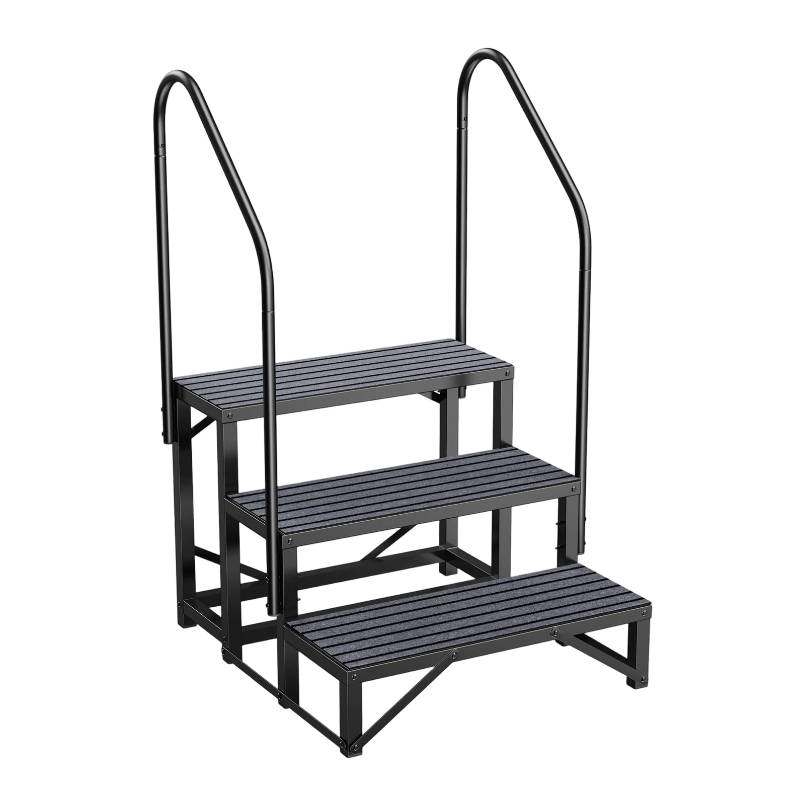 

3 Step RV Steps with Handrail Heavy Duty 440Lbs Mobile Home Stairs for Hot Tub Spa Porch Travel Trailer Pet